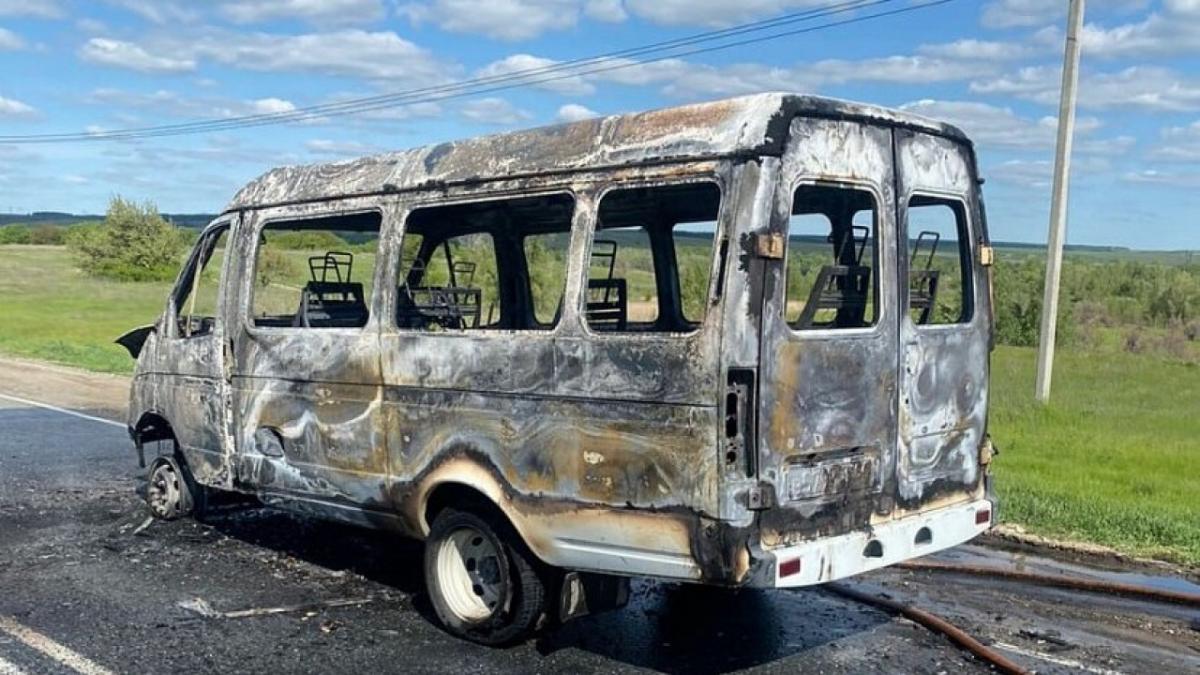 Под Саратовом 3 человека успели выскочить из горящей маршрутки