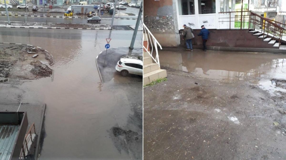 Очевидцы: после строительства дорожной развязки в Энгельсе затопило двор на улице Тельмана